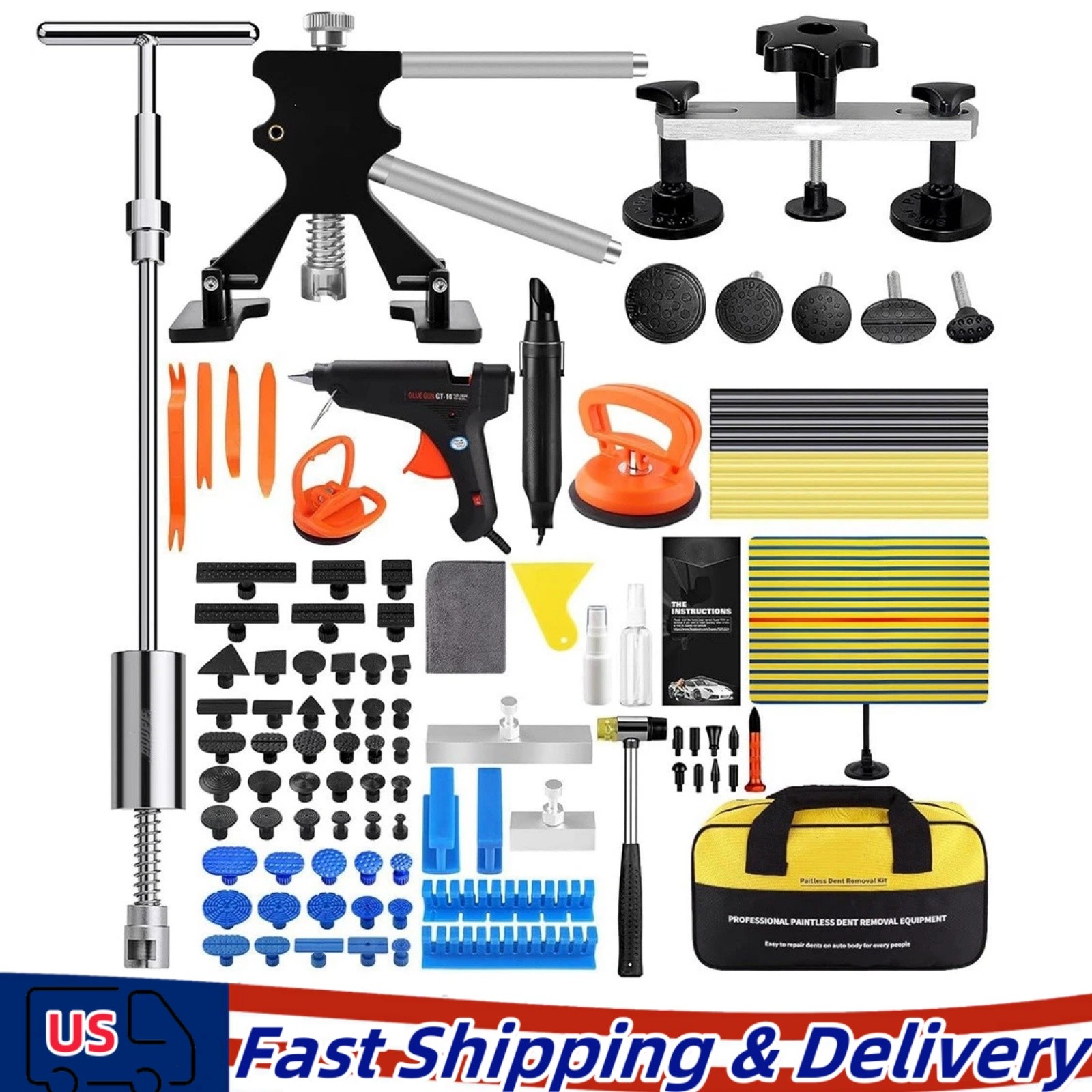Car Body Dent Puller Hammer Bridge Lifter Tool Paintless Hail Remover Repair Kit