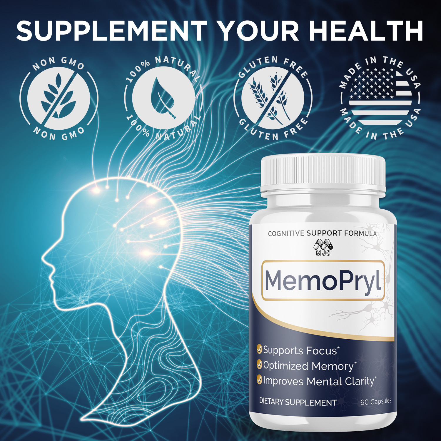 (2 Pack) MemoPryl Advanced Nootropic Brain Support Max Supplement 120 Capsules