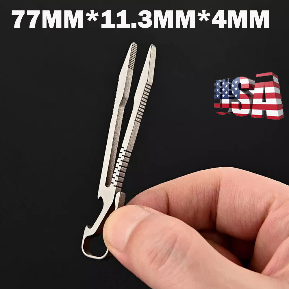 Mini Lightweight Titanium Alloy Keychain Tweezer 77mm For EDC Outdoor Tool HOT