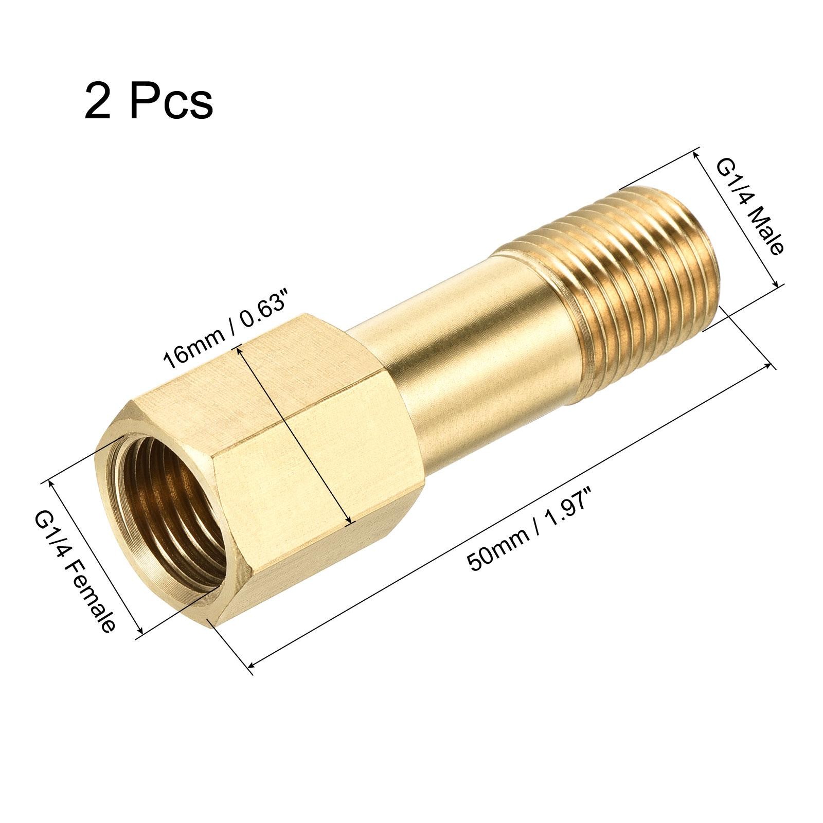 Brass Pipe Fitting G1/4 Adapter 50mm Extension Connector Hex Coupling 2 Pack