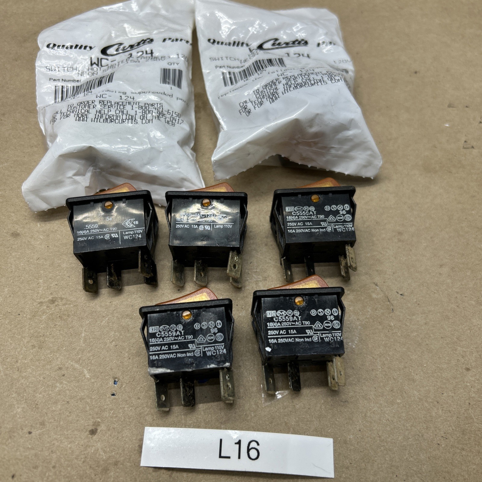 (7) Curtis WC-124 Hot Water  Switch Amber Fast 🇺🇸 Shipping! + Warranty