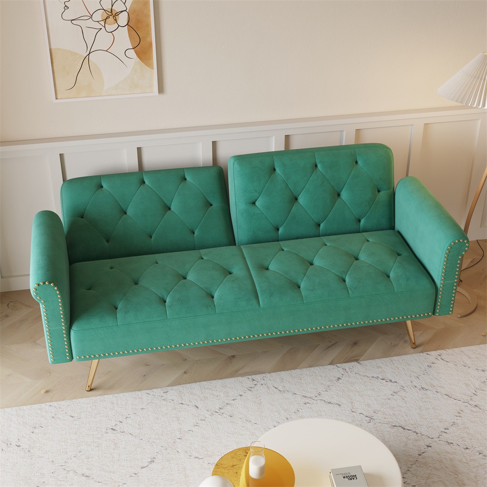 Convertible Sleeper Sofa Bed Velvet Loveseat 2 Seater Sofa Couch Folding Sofa GR