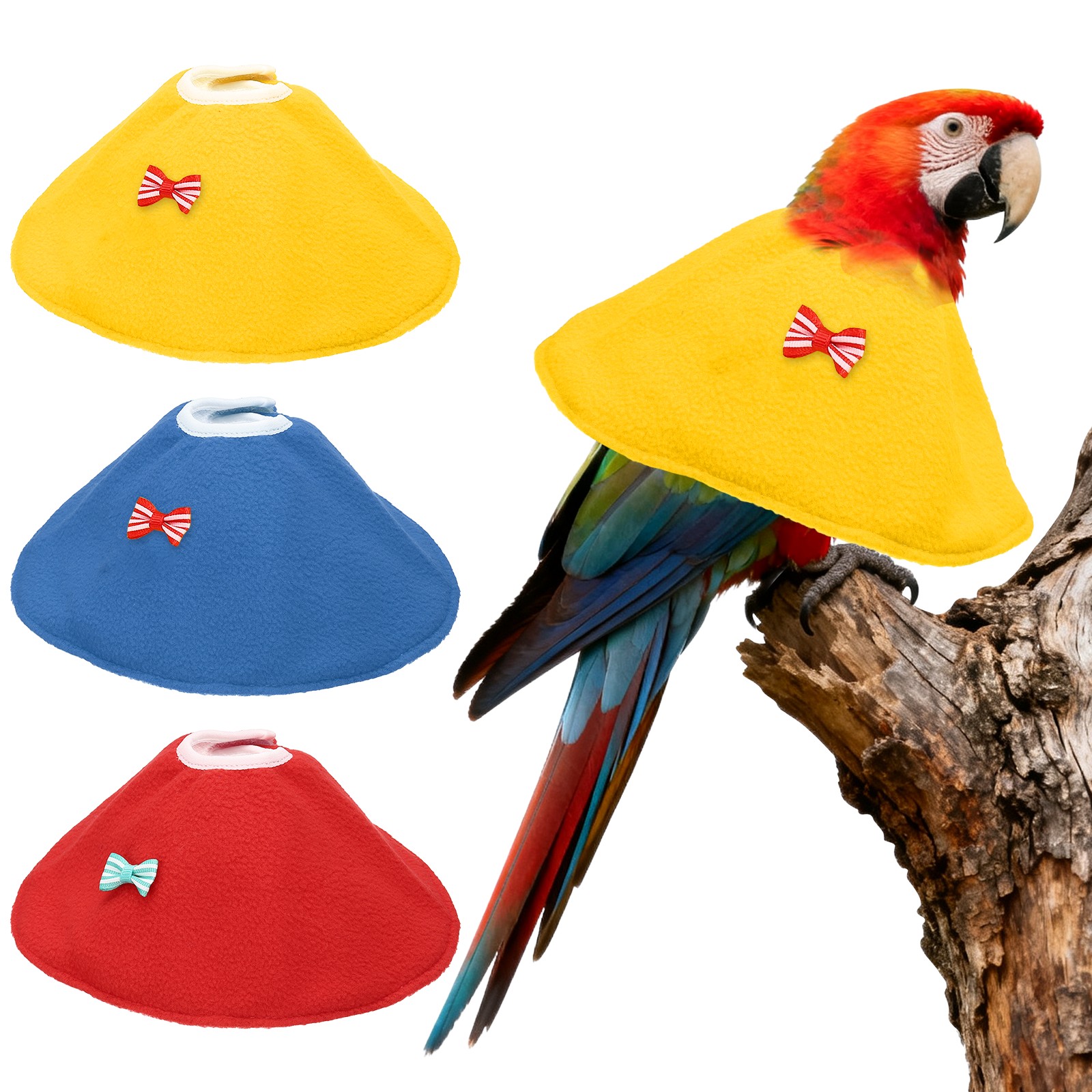 Bird Collars Bird Cone Collar Protective Cones (Yellow/Blue/Red, XL, 3 Pcs)