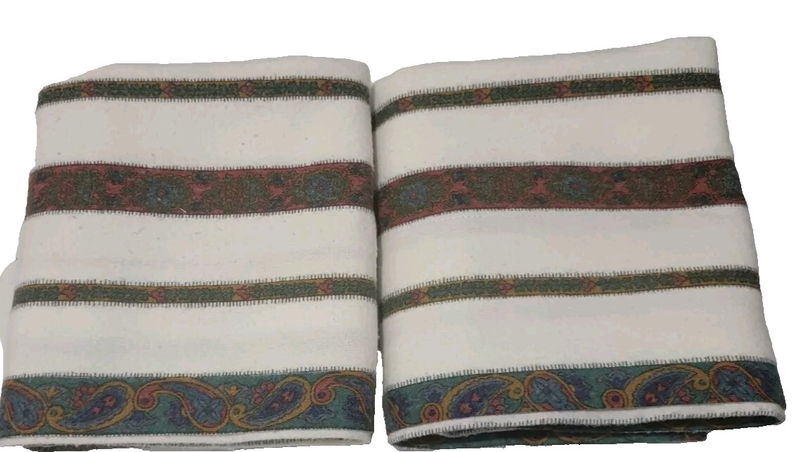 2 Cream & Paisley Stripe Flannel Pillowcase.  20 X 30 Standard/queen