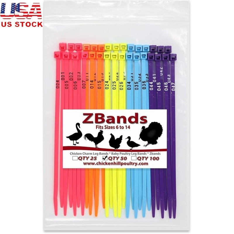 Poultry Leg Bands Chickens Ducks Geese Turkeys Gamebirds 50 Sequential Numbers