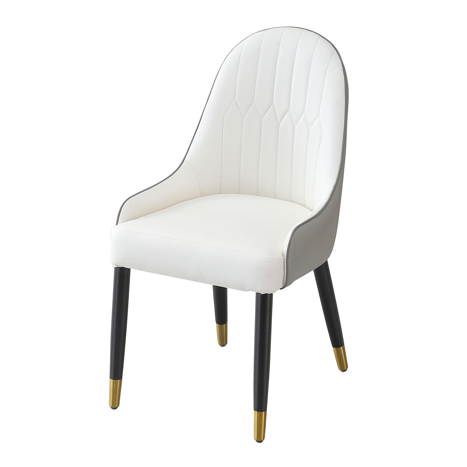 2pcs Upholstered Accent PU Leather Chairs Faux Leather Dining Chair W/Metal Leg