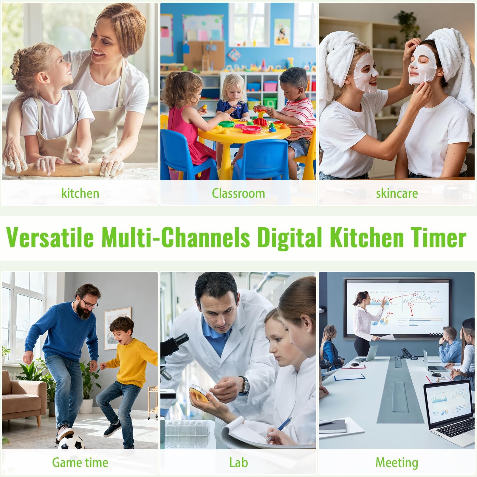 4 Channel Kitchen Timer Magnetic Countdown Cooking Multi Food Loud Alarm Large D