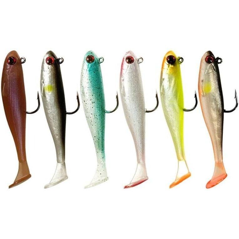 Pack of 6 Soft Swimbaits Fishing Lures Kit w/ Hook for Fresh & Saltwater Bass P