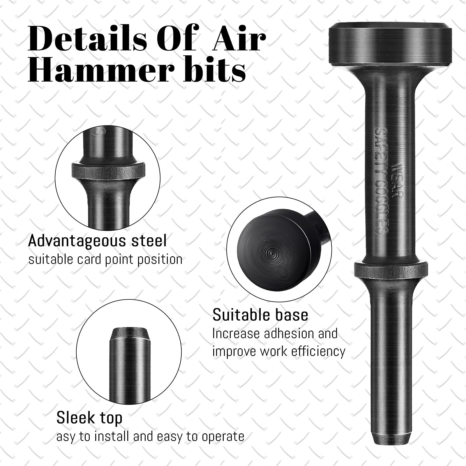 Mudder Smoothing Hammer attachments Tool Pneumatic Bit 10 x 3 x 3 cm