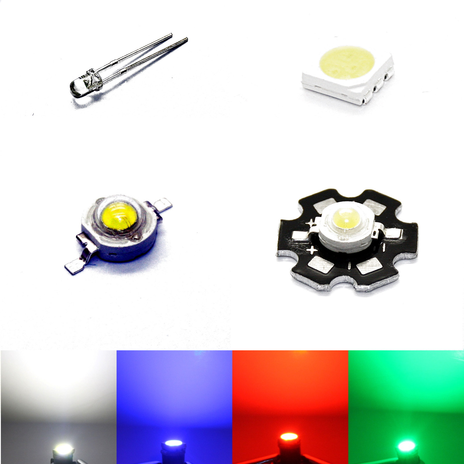 0 1/16in 0 1/8in 0 3/16in 0 5/16in 5050 0805 1W PCB Wtn LED SMD Blue Green White