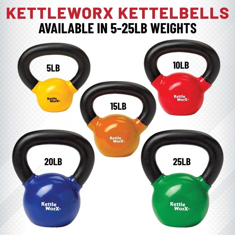 Weighted Kettlebell Vinyl Coated Durability Smooth Handle Core Cardio Workout US