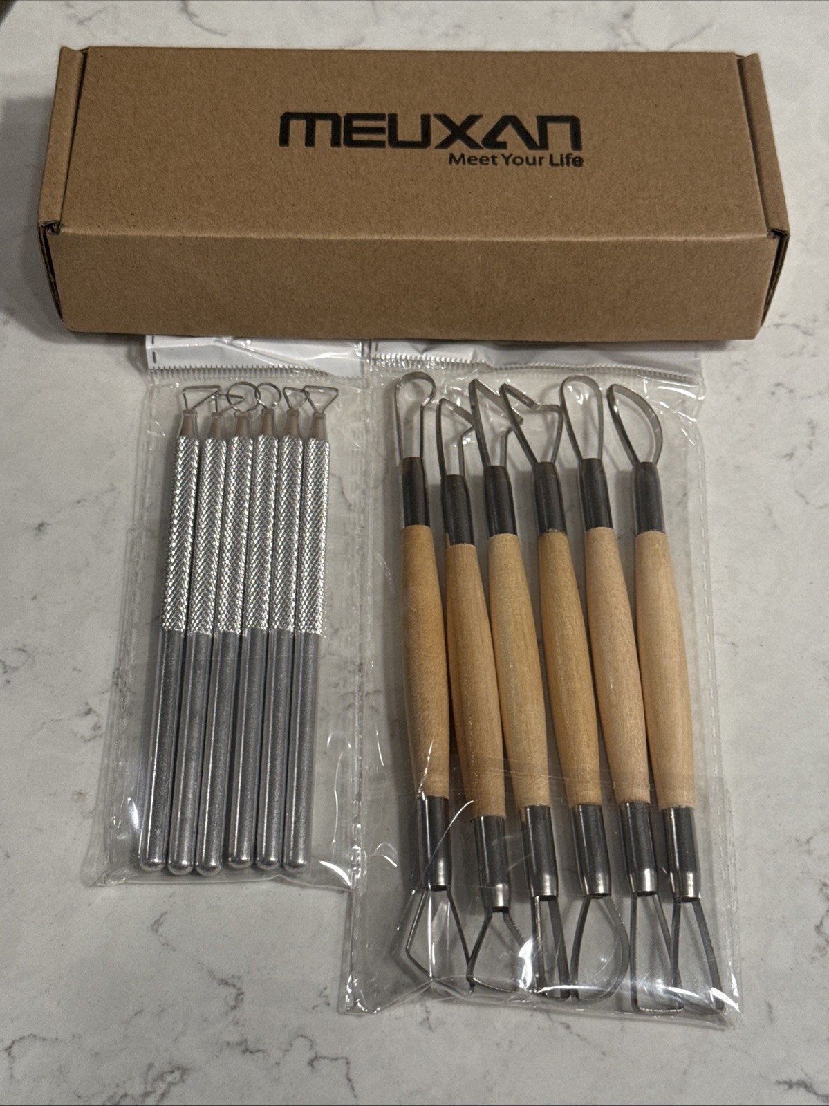 12pcs Ceramic Pottery Clay Ribbon Sculpting Tool Kit with Feather Wire Texture