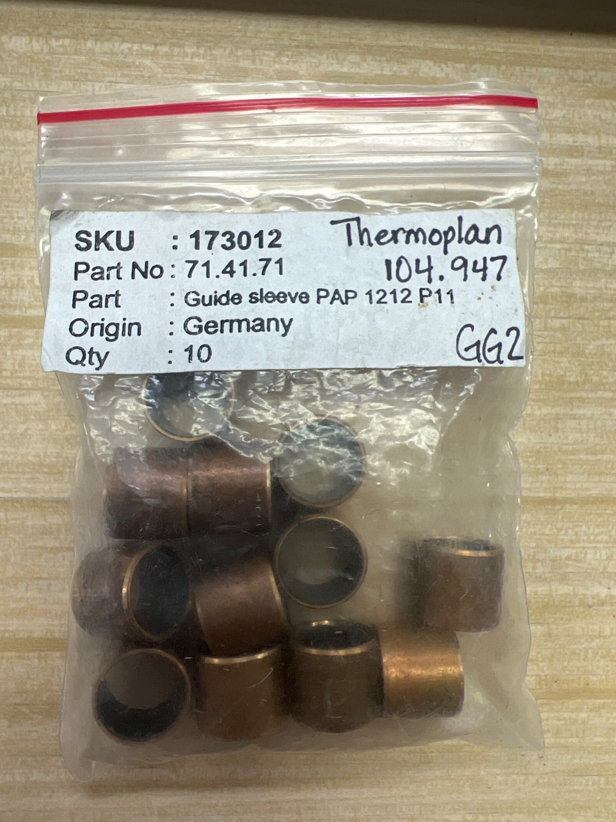 Qty 10 - 173012 Thermoplan Guide sleeve PAP 1212