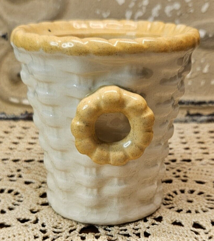 Vintage Porcelain Pottery Basket Small Planter Czechoslovakia Registered Coronet