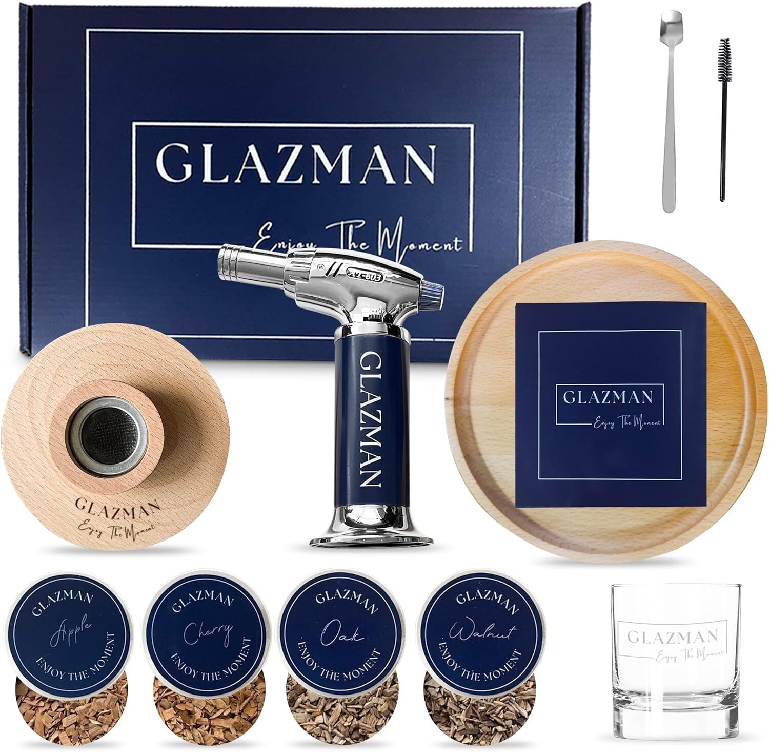 Cocktail Smoker Kit with Torch and 4 Flavors of Wood Chips- Luxury Whiskey Gifts