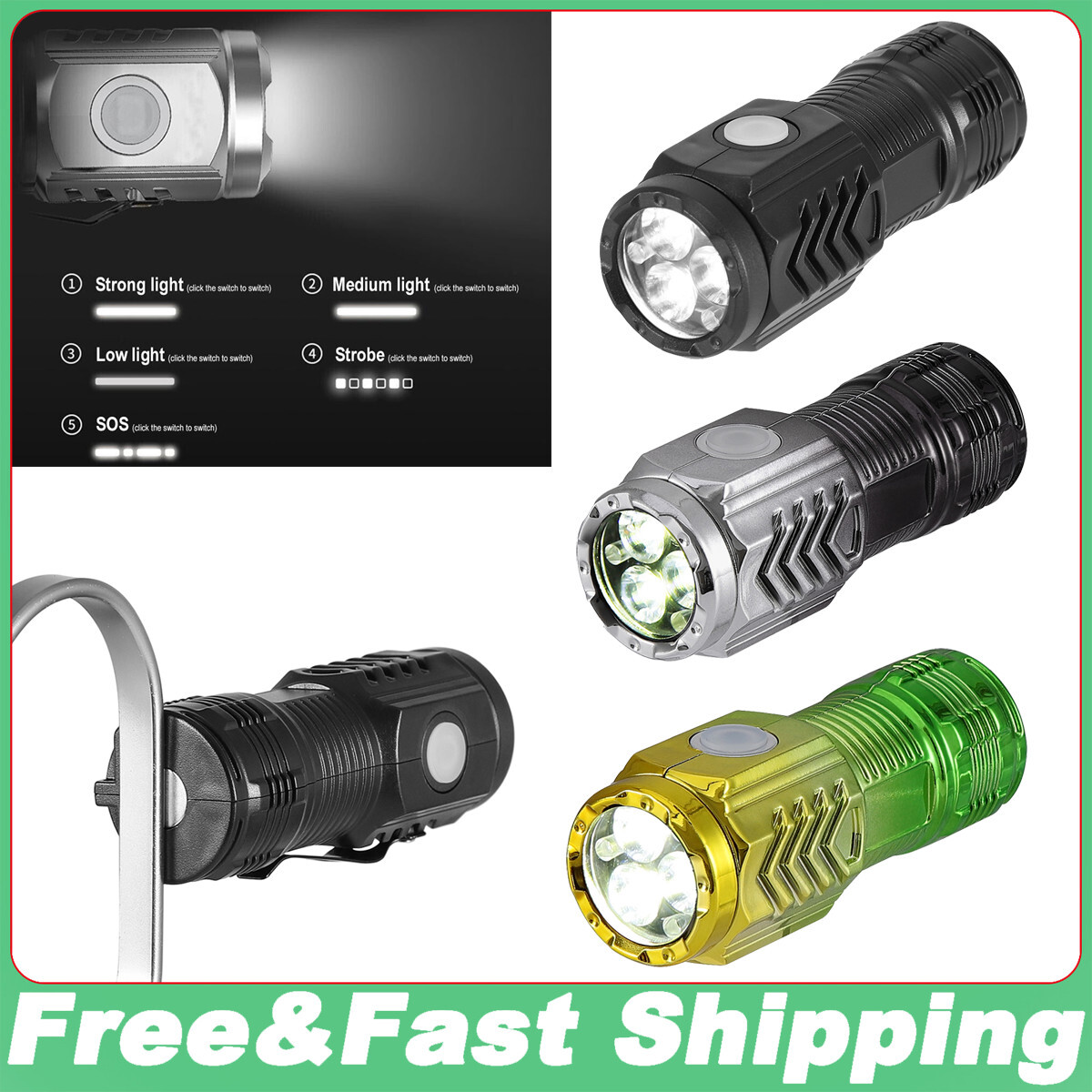 Three-Eyed Monster Mini Flashlight Flash Super Power Waterproof Outdoor Travel
