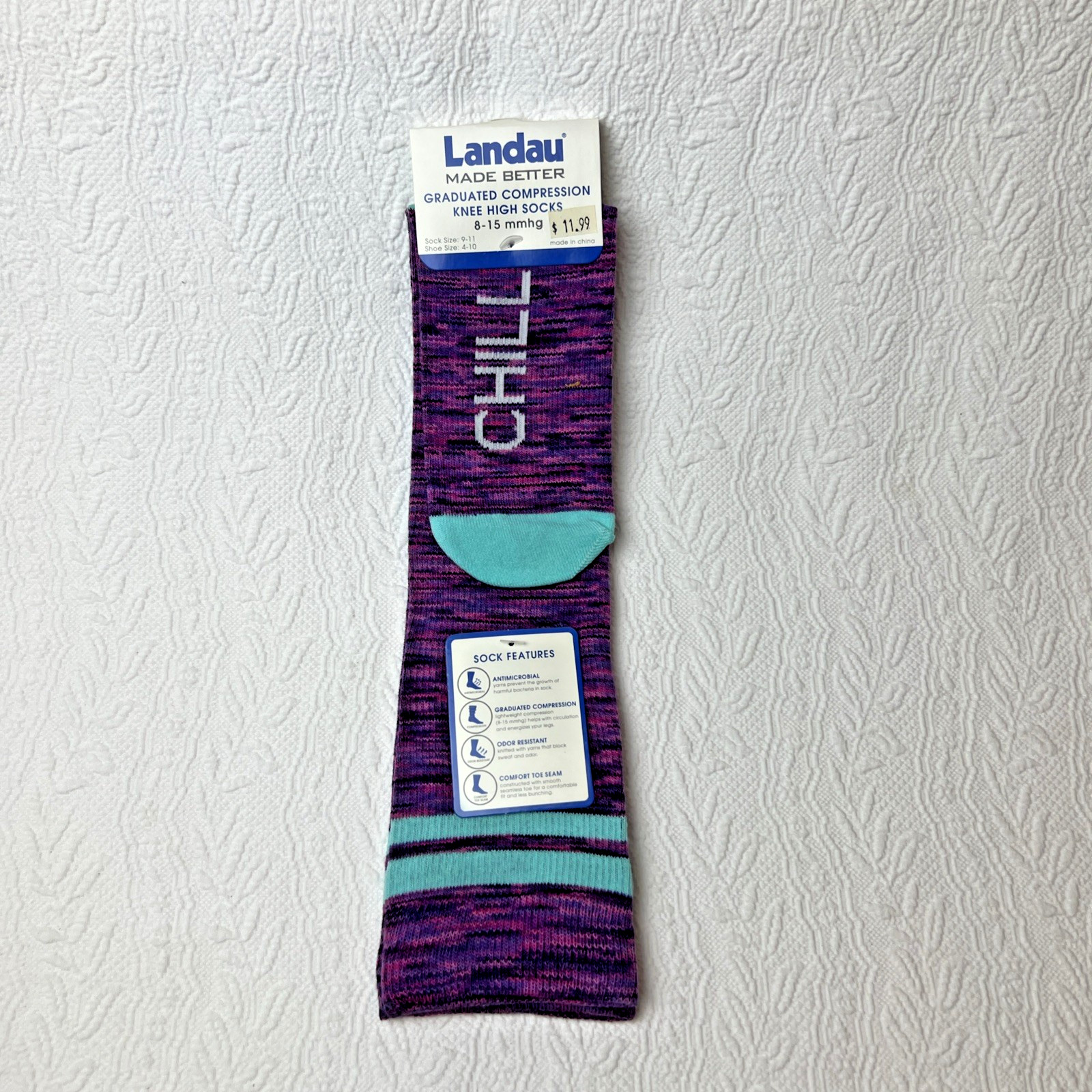 NEW Purple Landau Knee High Compression Socks 8-15 mmhg Size 9-11 Nurse Fitness