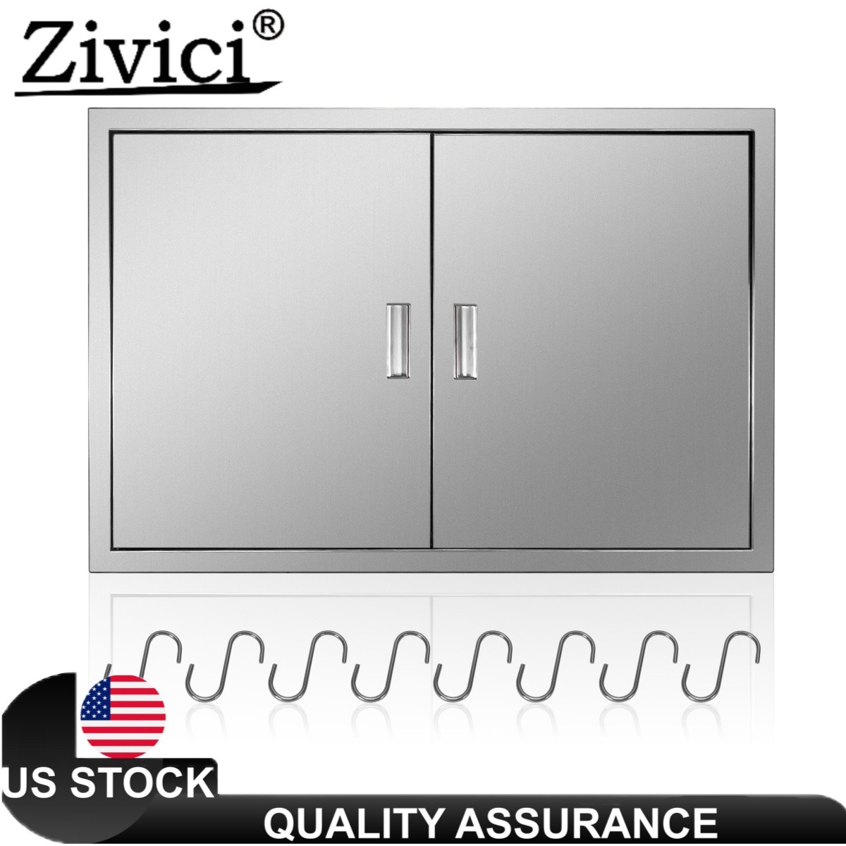 BBQ Access Door 39"W x 26"H Double Outdoor Kitchen, Stainless Steel Flush Mount