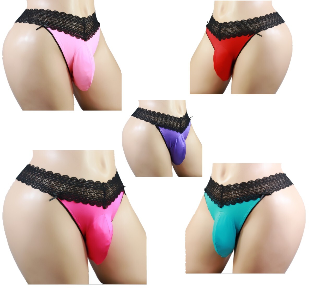 SISSY POUCH PANTIES underwear men's sexy lace pink bikini thong  Sz   S-5XL F
