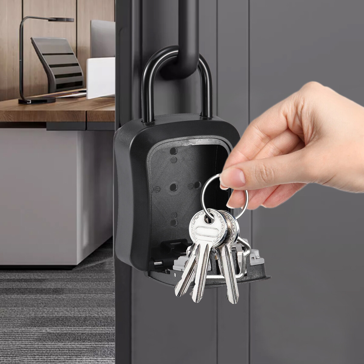 4-Digit Combination Key Safe Lock Box Portable Wall-Mounted Security Storage Box