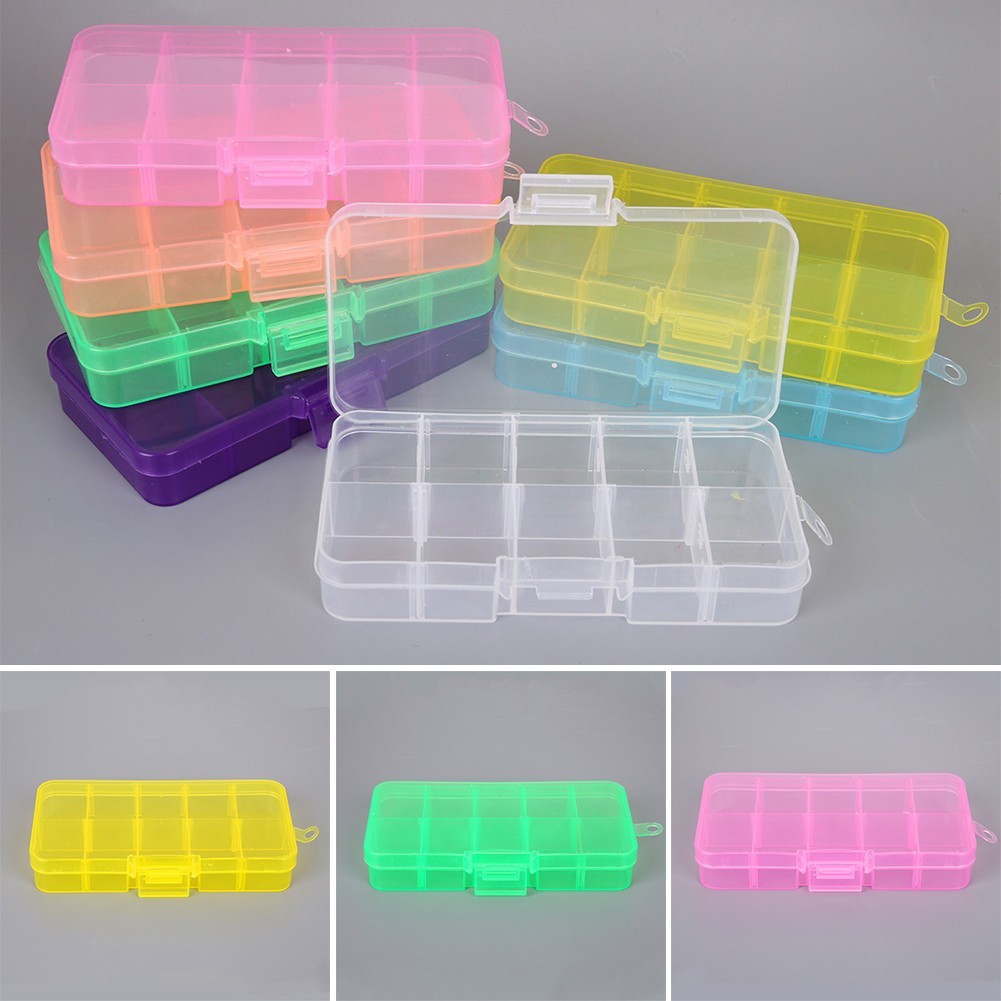 Jewelry Pills Storage Box with 10 Adjustable Compartments in Hard Case