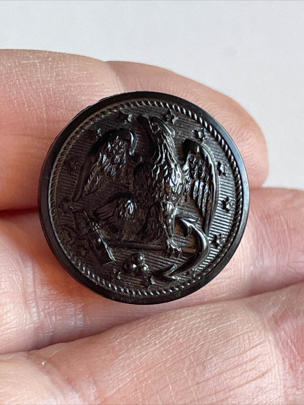 Vintage Black Nylon Eagle Military Uniform Button