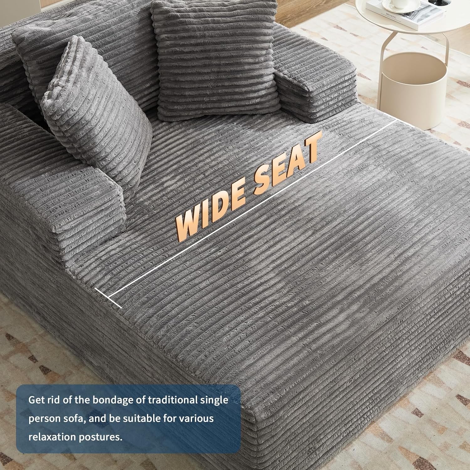 Ultra-Comfort Corduroy Boneless Sofa, Deep Seat & No Assembly, 2-in-1 Sleeper