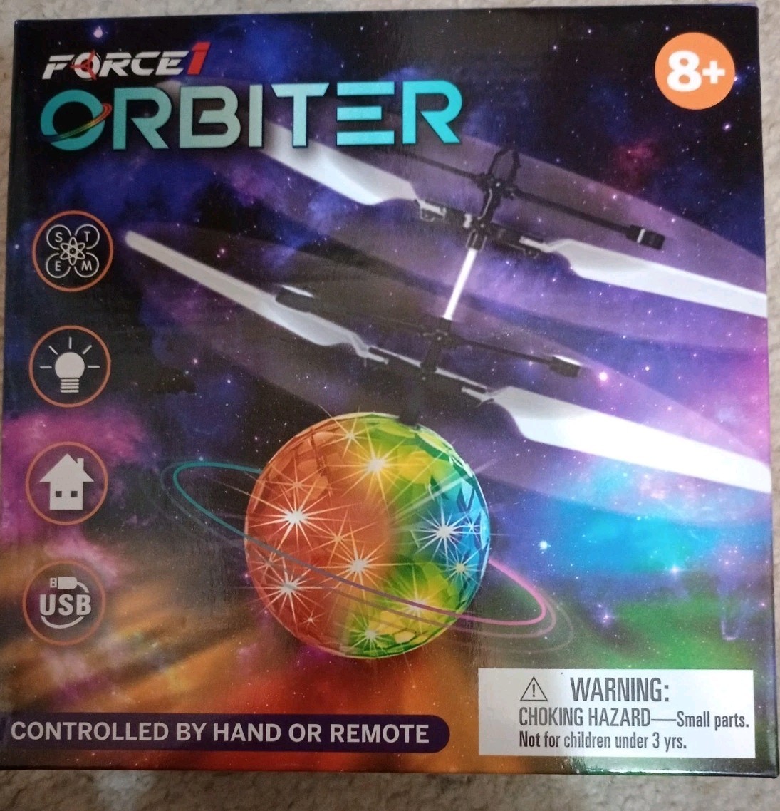 Force1 Orbiter Flying Orb Ball Hand Operated Drone Ages 8 and Up New