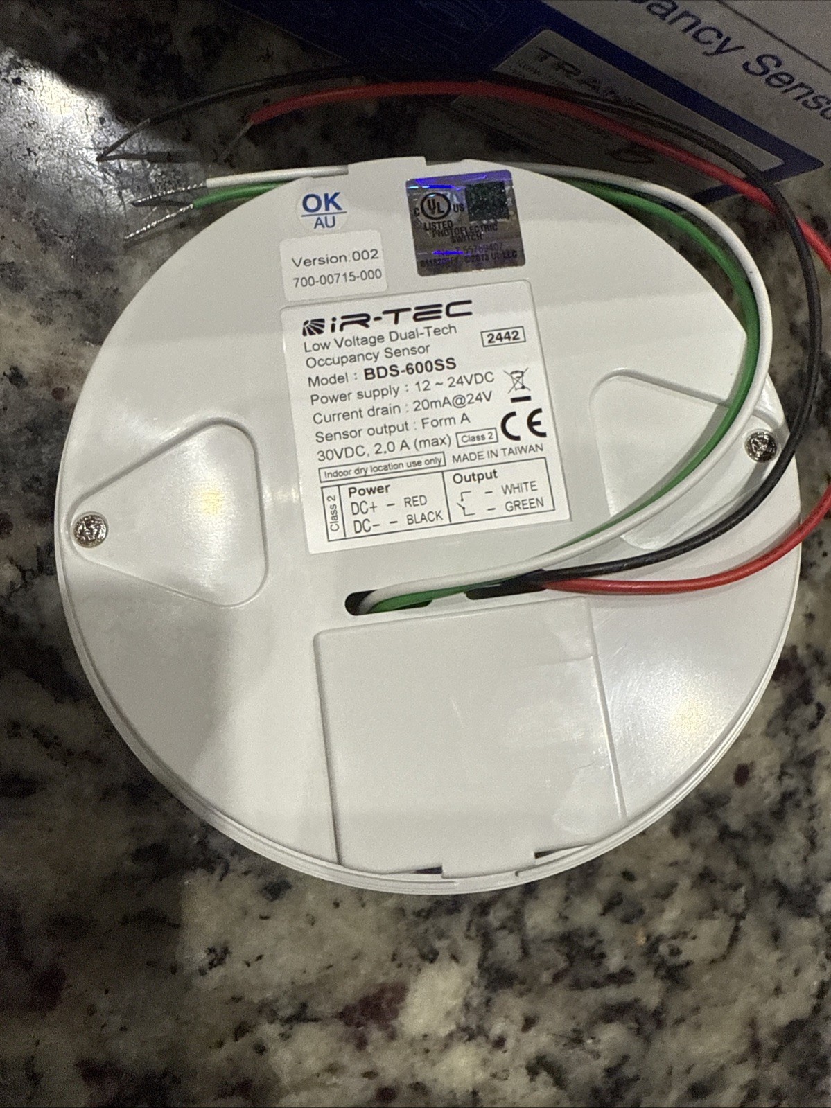 iR-TEC Trans Dual-Tech Occupancy Sensor Model BDS-600SS Mount S