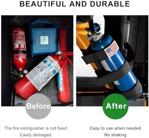 Fire Extinguisher Holder, Roll Bar Adjustable Extinguisher Strap Brackets wit...