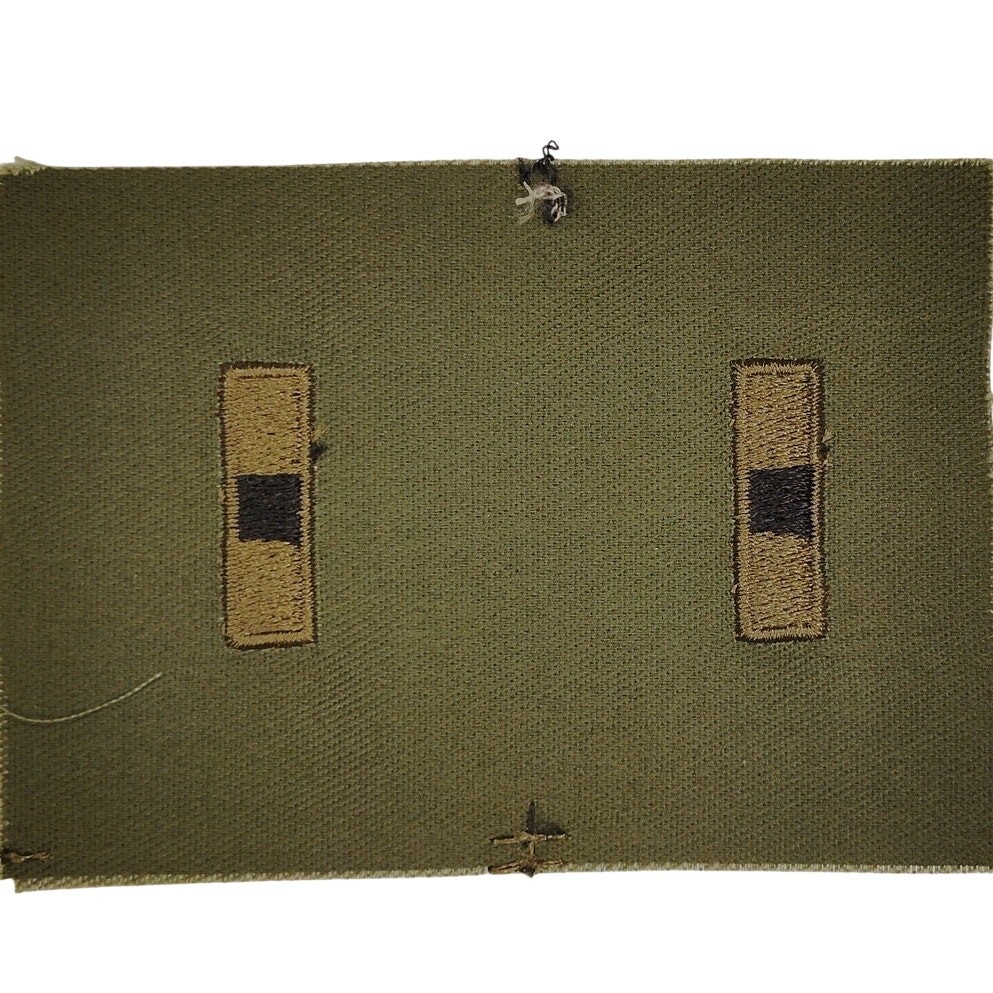 US Army WO1 Warrant Officer 1 Subdued OD Green Collar Device Patch Pair