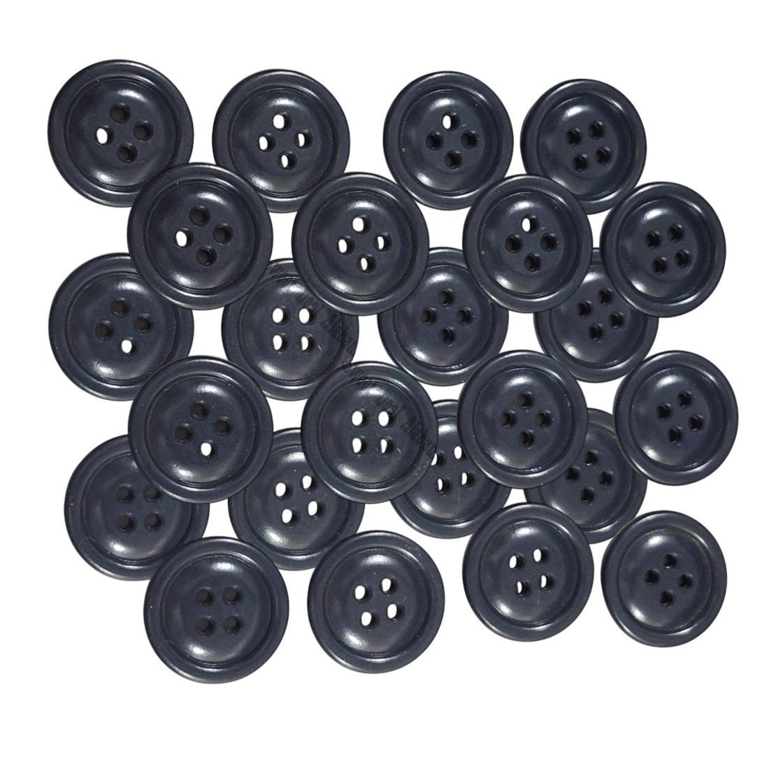 24 Dark Blue U.S. Navy 4-Hole Coat Buttons, 13/16"D, 32 Ligne, 2 Dz., Plastic