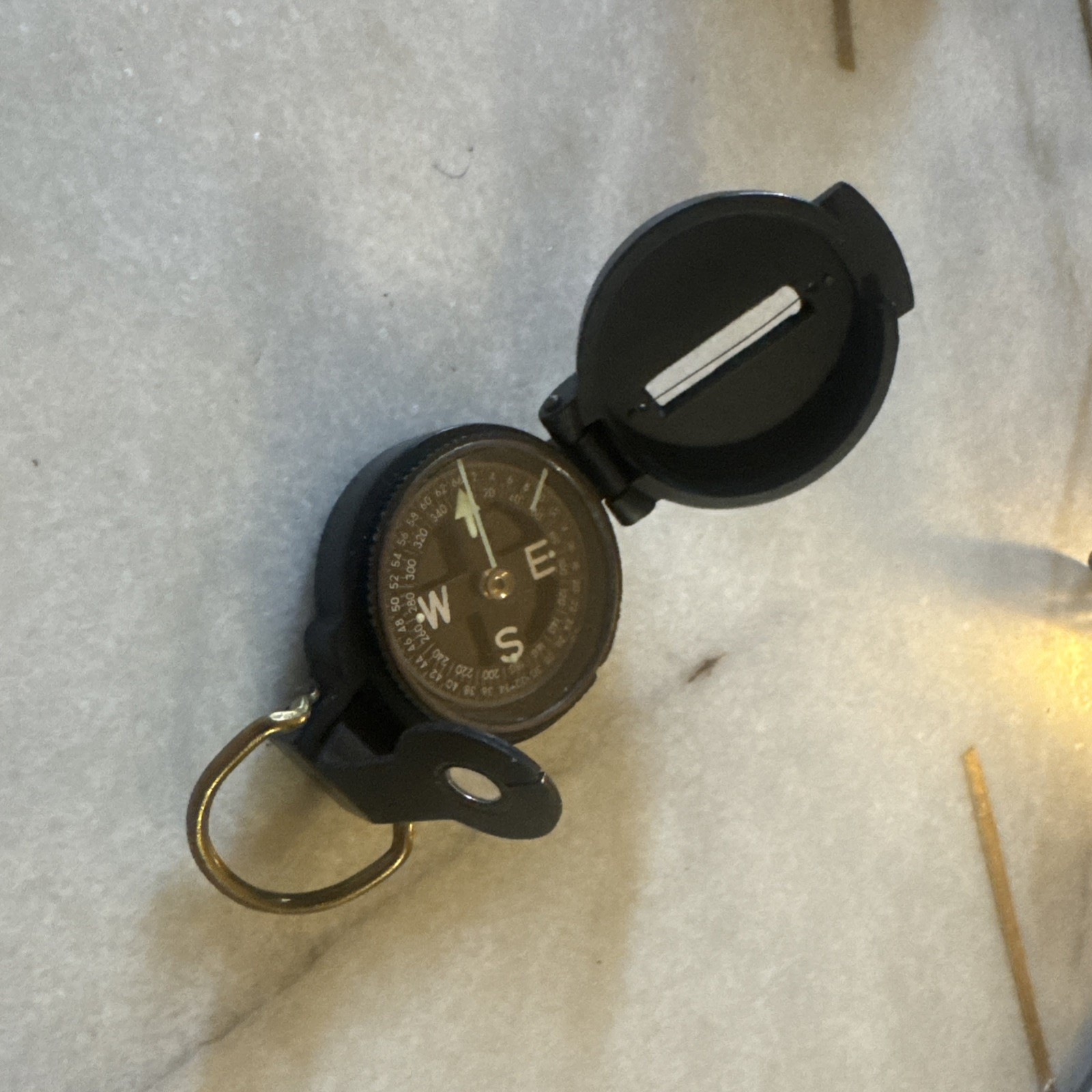 Vintage Lensatic Compass Engineer Working Well! Black Hiking  Compass
