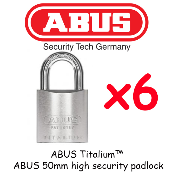 Padlocks ABUS Titalium 50mm Padlocks  x6 Keyed Alike BULK LOT HIGH Quality