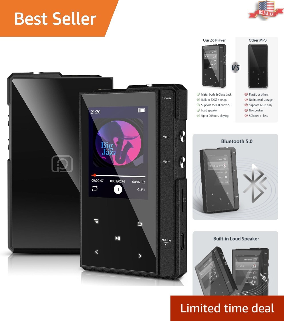 Versatile 96GB Music Player with Super Battery Life - Bluetooth, FM & Recorder