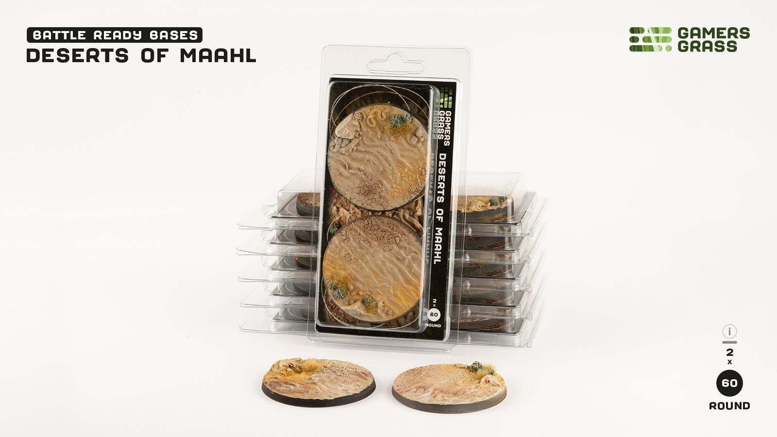 Gamers Grass Battle Ready Bases - Deserts of Maahl - Round 60mm (x2)