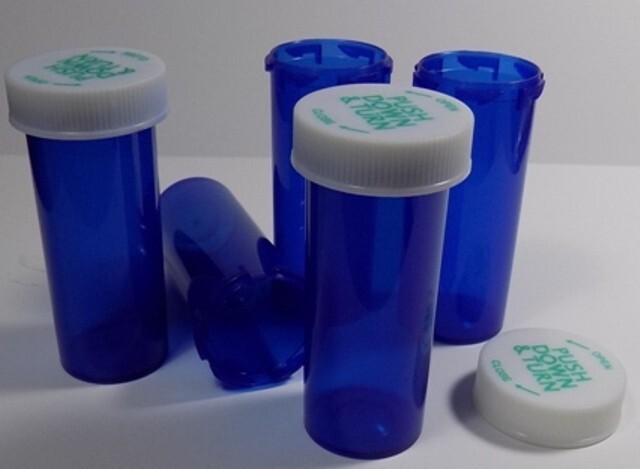 Prescription Medicine Vials 8 Dram Cobalt-6 Pack--FREE Shipping-Pharmacy Grade