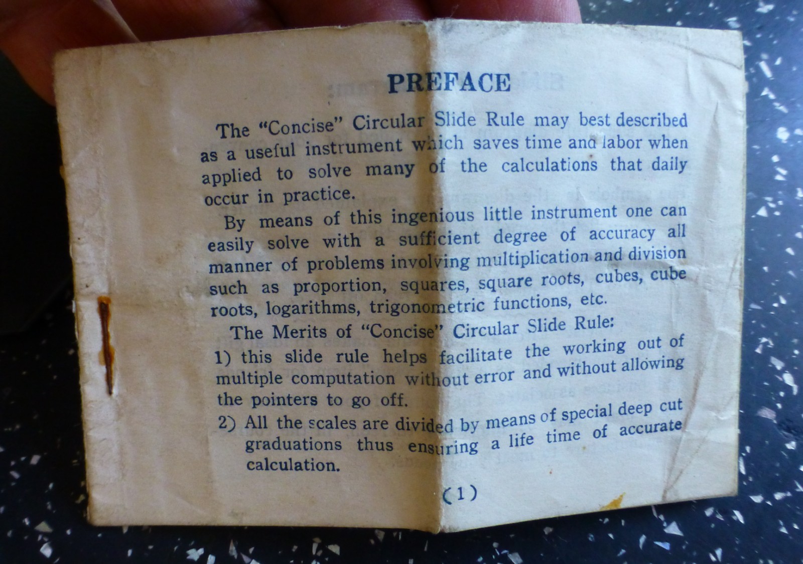 Vintage Concise Circular Slide Rule Instructions + Case British Crane Excavator