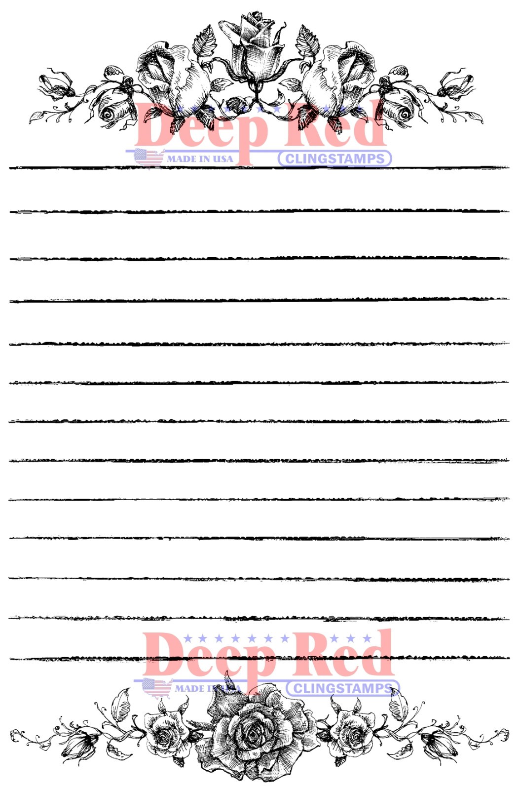 Deep Red Stamps Rose Journal Notes Rubber Cling Stamp