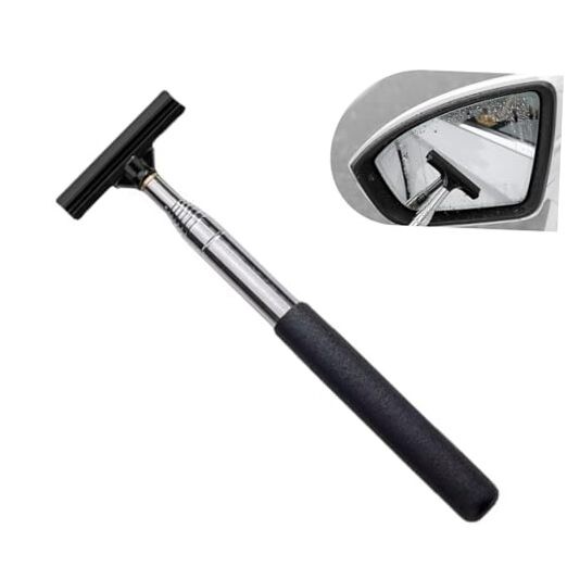 CouTun Car Side Mirror Squeegee, Retractable Car Rearview Mirror Wiper, Black