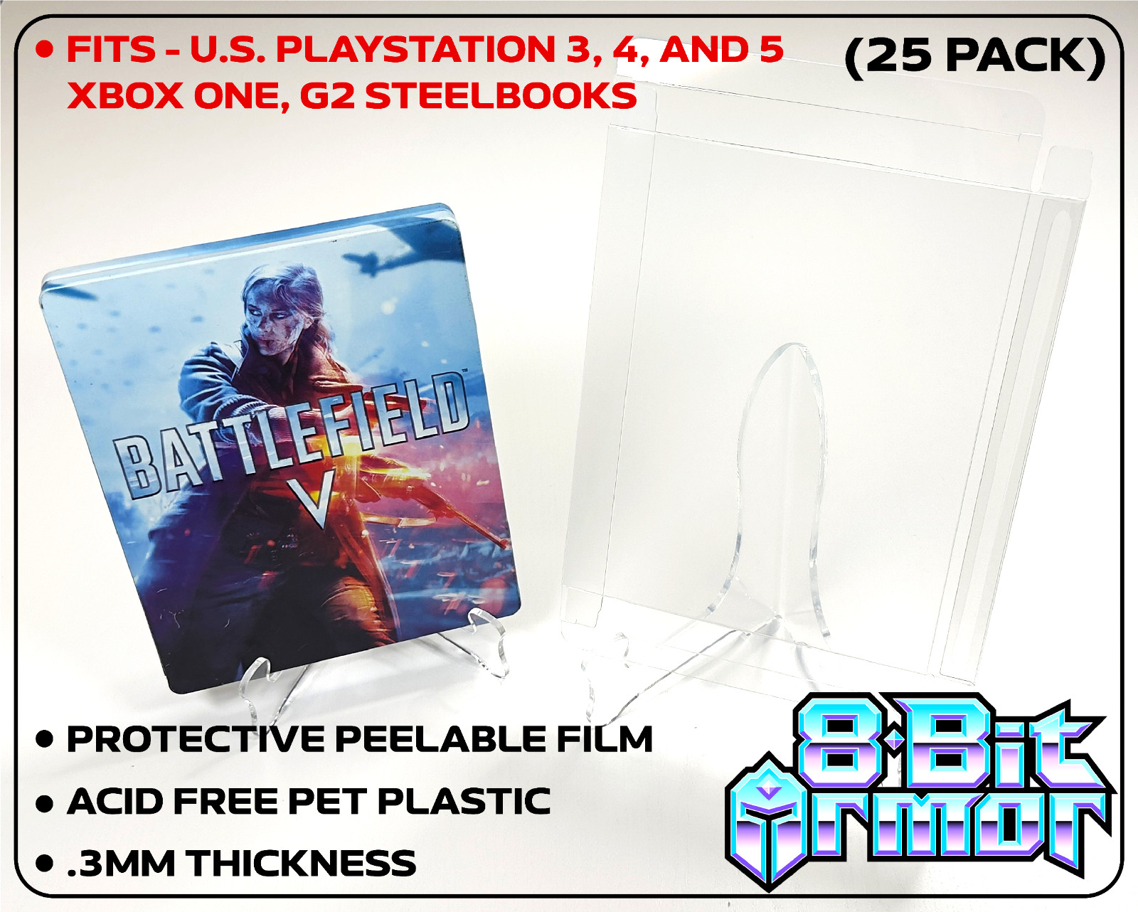 25 Box Protectors for PS3 / PS4 / PS5 / Xbox One / G2 Steelbook Clear Case
