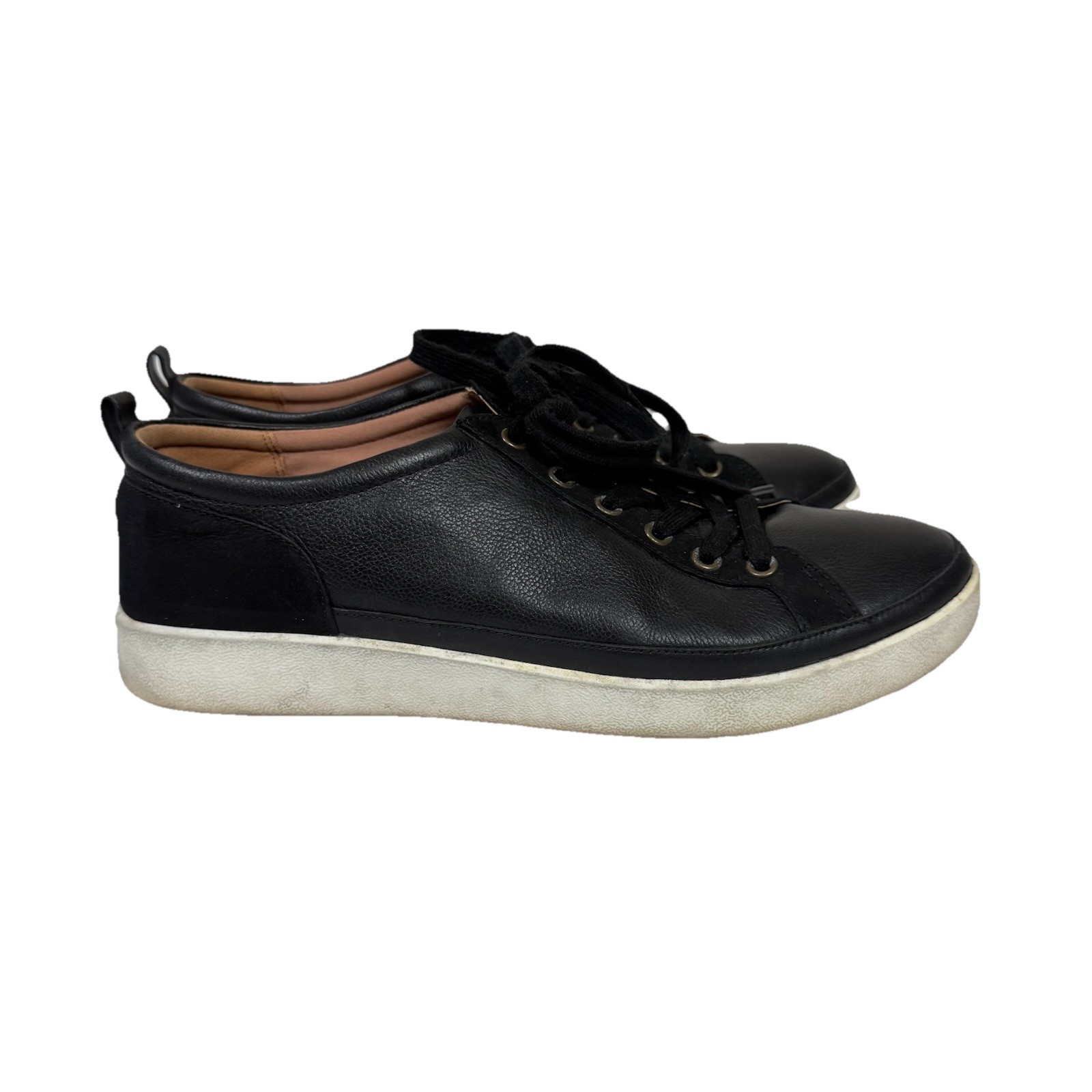 Vionic Women's Winny Leather Sneakers, Regular Fit, Black, Size 11 Casual,Travel