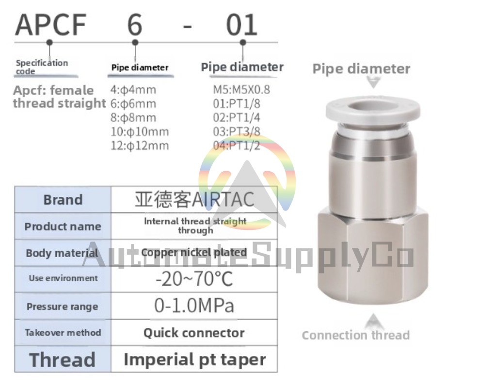 10pcs AirTAC Quick-connect Coupling APCF8-01 New
