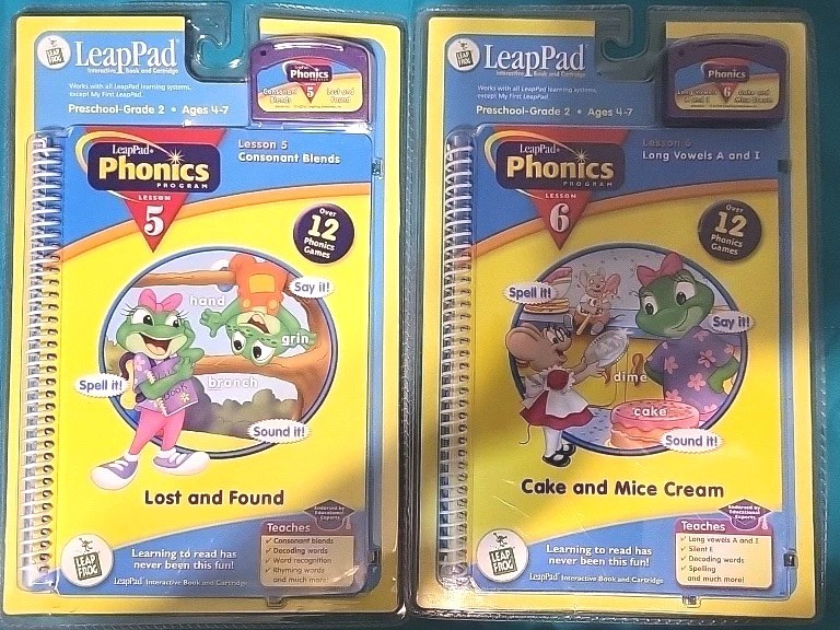 LOT OF 2 LeapPad Phonics Program Books & Cartridges Lesson 5 & 6  NEW SEALED