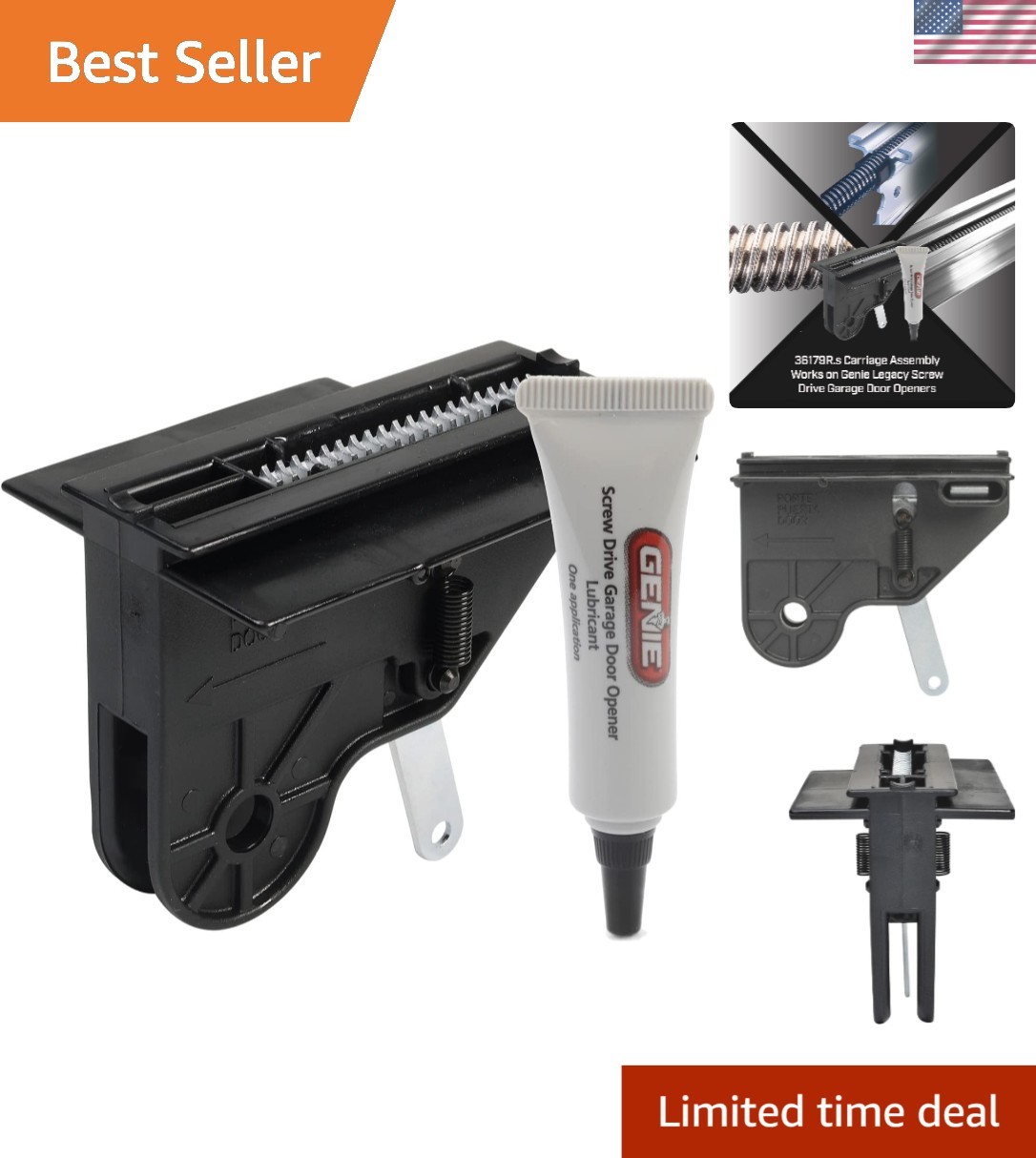 Complete 36179R.S Garage Door Carriage Kit with Lubricant for Smooth Operation