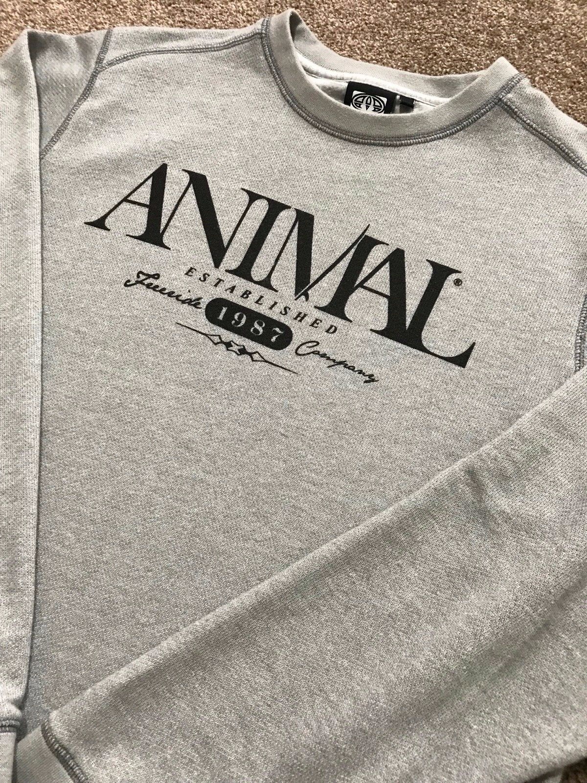 GORGEOUS ANIMAL LARGE LOGO GREY SWEATSHIRT JUMPER M MEDIUM