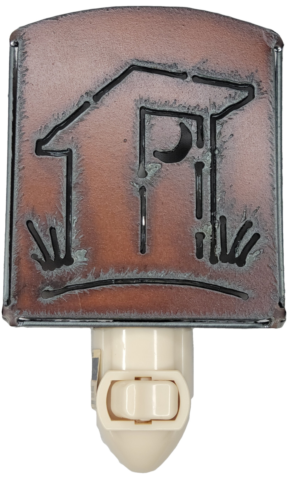 Brown Rustic Metal Outhouse Night Light