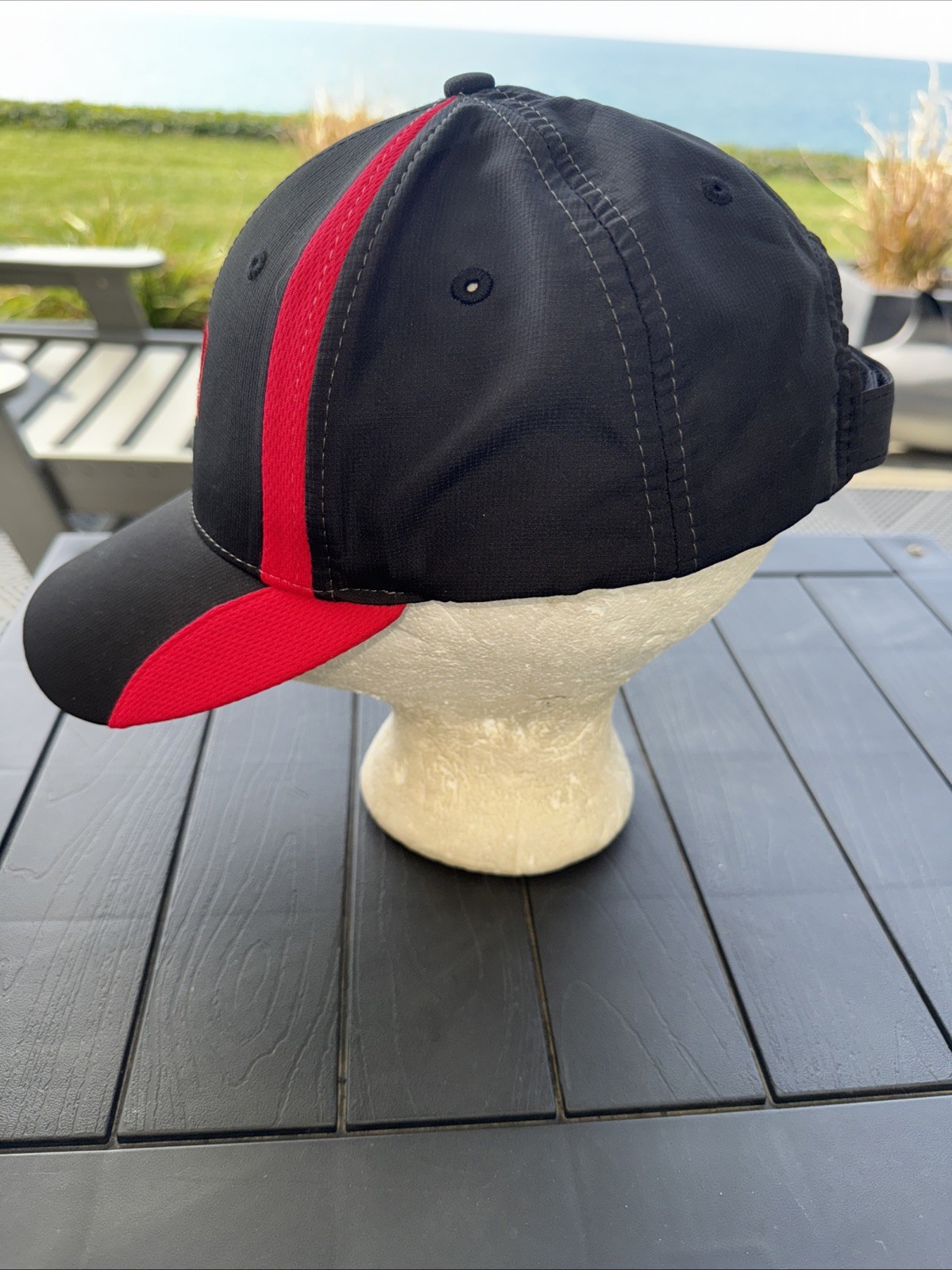 TORO in White on Black Maroon Accented Hat Cap Hook Loop Polyester