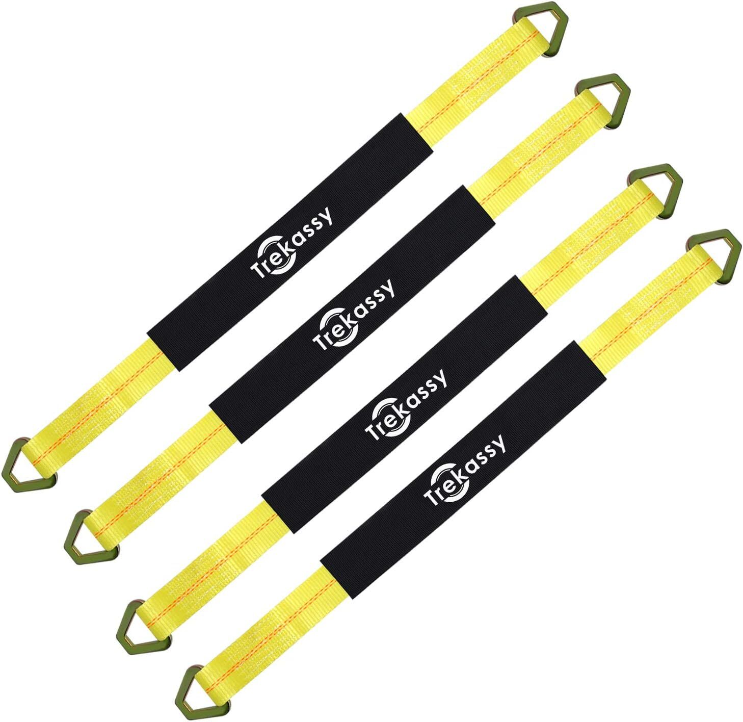 4 Pack 2" X36'' Premium Axle Straps Tie Downs with D-Ring Adjustable Tire Wheel
