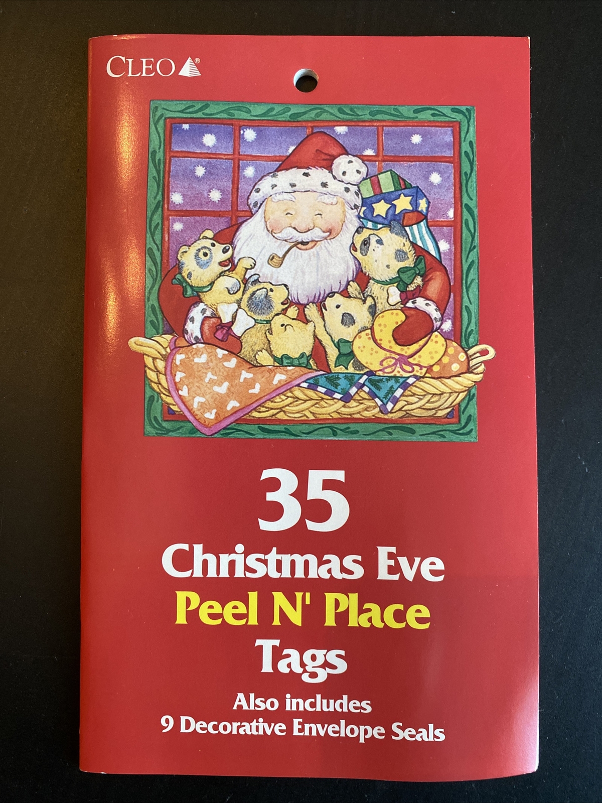 VTG CLEO 35 CHRISTMAS EVE PEEL N' PLACE TAGS +9 DECORATIVE ENVELOPE SEALS USA
